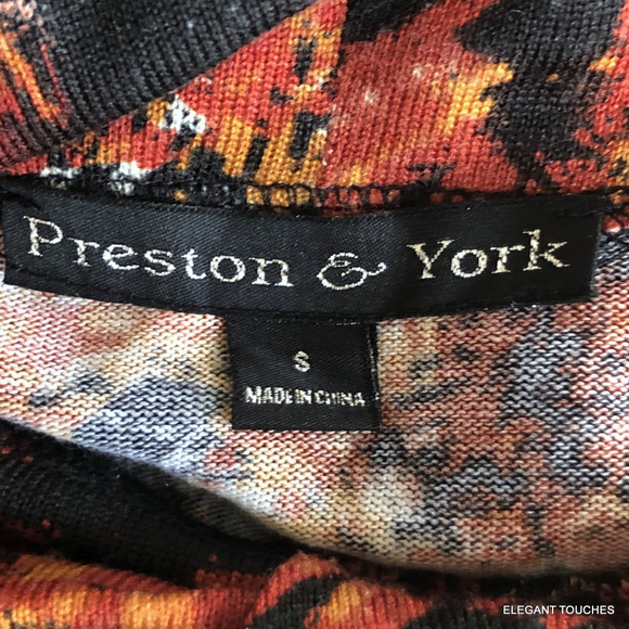 Black & dark Orange Printed LS Knit Top Small - Picture 5 of 7